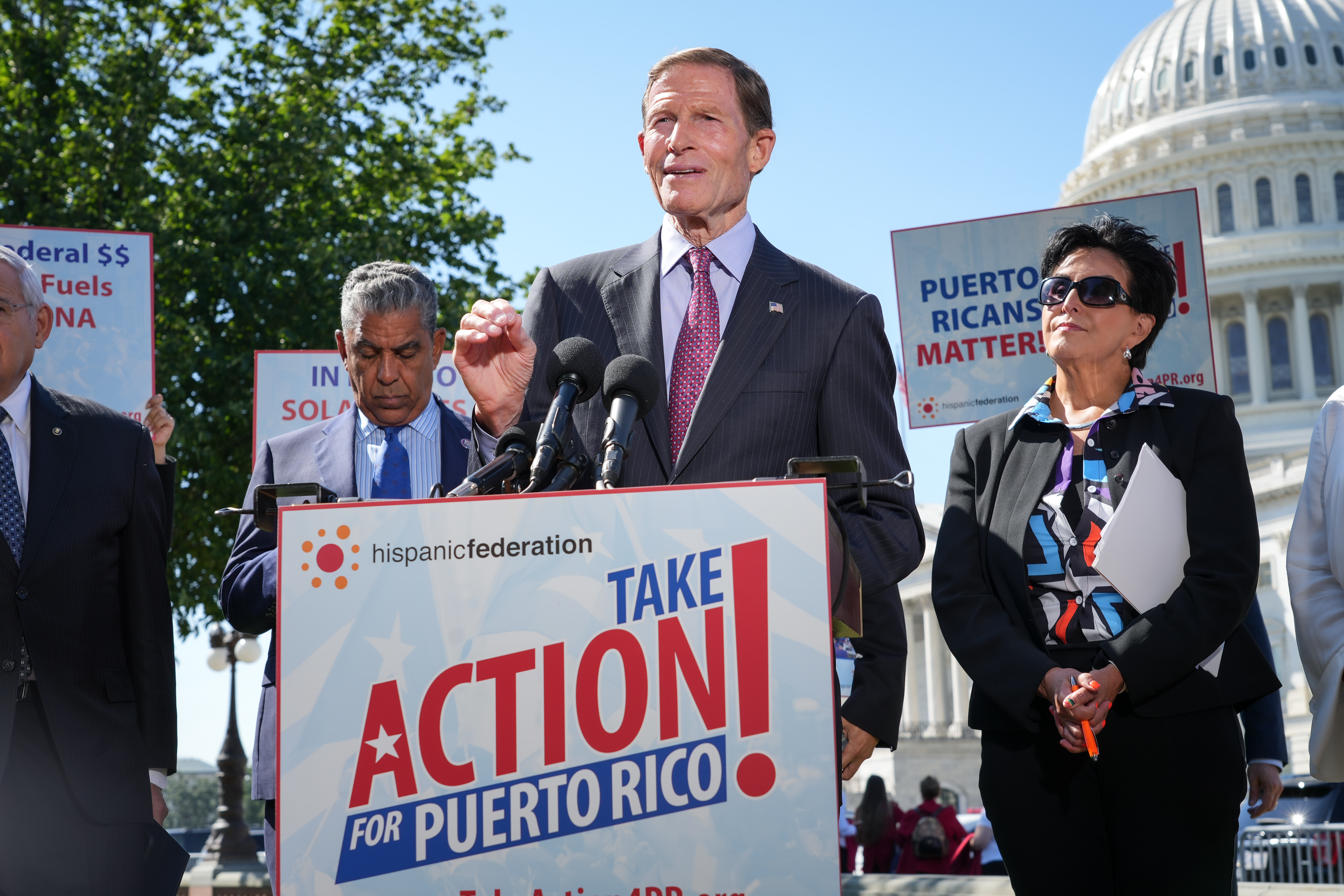 Blumenthal joined the Hispanic Federation, Take Action for Puerto Rico! and Members of Congress at a press conference calling for federal resources and assistance for Puerto Rico five years after Hurricane Maria and in the wake of new devastation from Hurricane Fiona.
